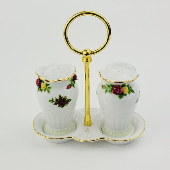 Royal Albert Other - Royal Albert 3 Piece Salt, Pepper & Tray Set, Old County Roses, Hard to Find